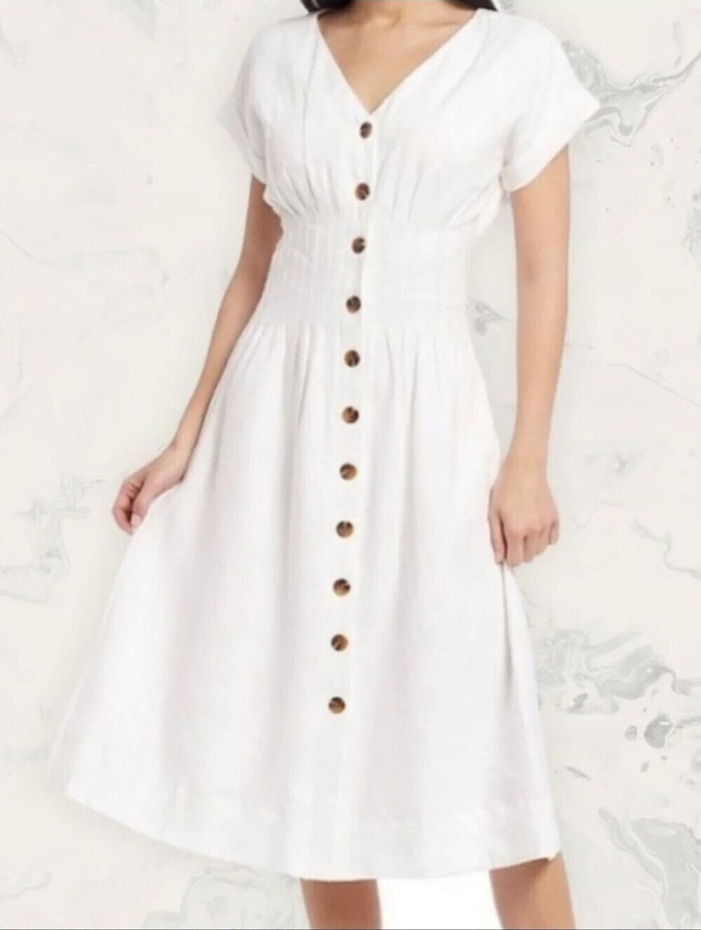 nwt Antonio Melani Ellie Linen dress in Ultra White sz 10 scandi cottagecore